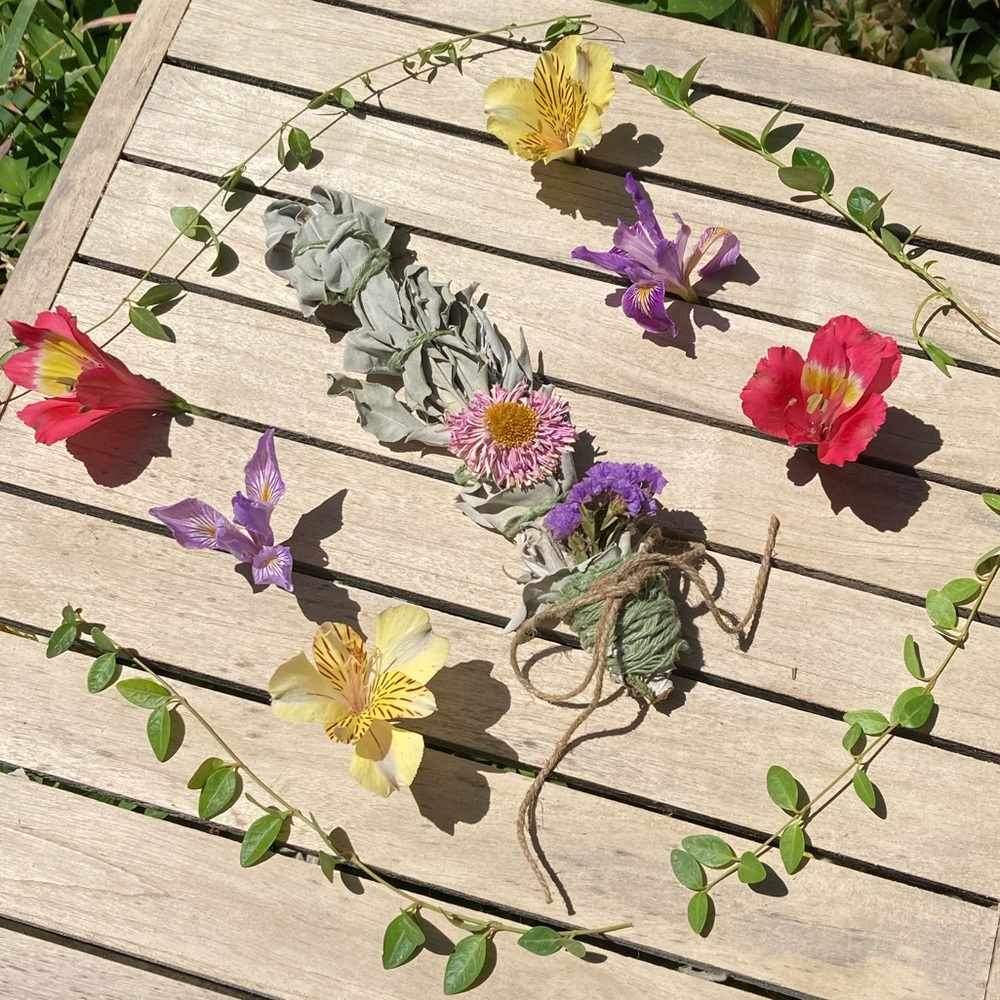 White Sage Pink Purple 9” Organic 1 Stick Boho Home Decor Eco Friendly Smudge - Picture 3 of 14